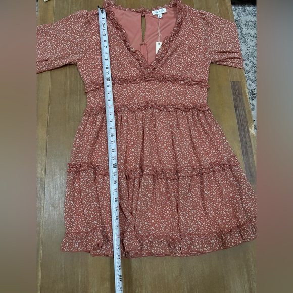 She + Sky Terracotta Floral Long Sleeve Dress - Picture 12 of 12